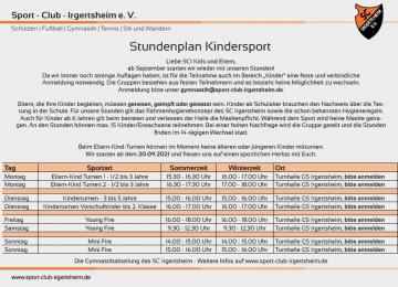 Stundeplan Kinderturnen